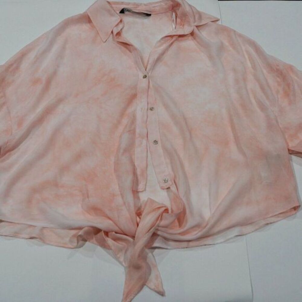 Zara Peach Blouse (Tie in front) -Size S